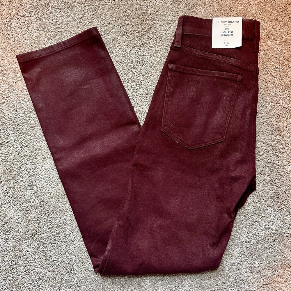 Lucky Brand High Rise Zoe Straight Coated Jean